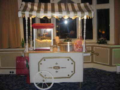 one of our range of catering carts, this one is pictured carrying both popcorn and candy floss